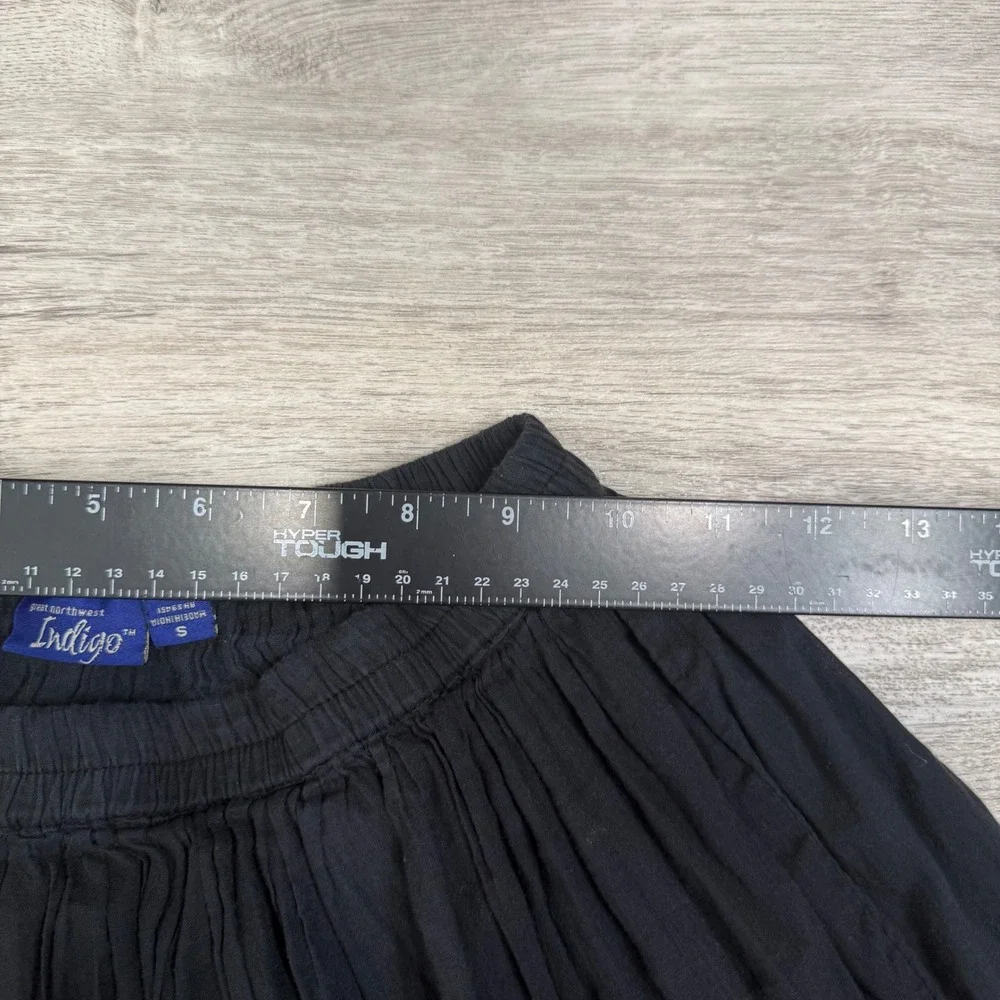 Great Northwest Indigo Womens Black Eyelet Lace Midi Skirt Small Boho Elastic